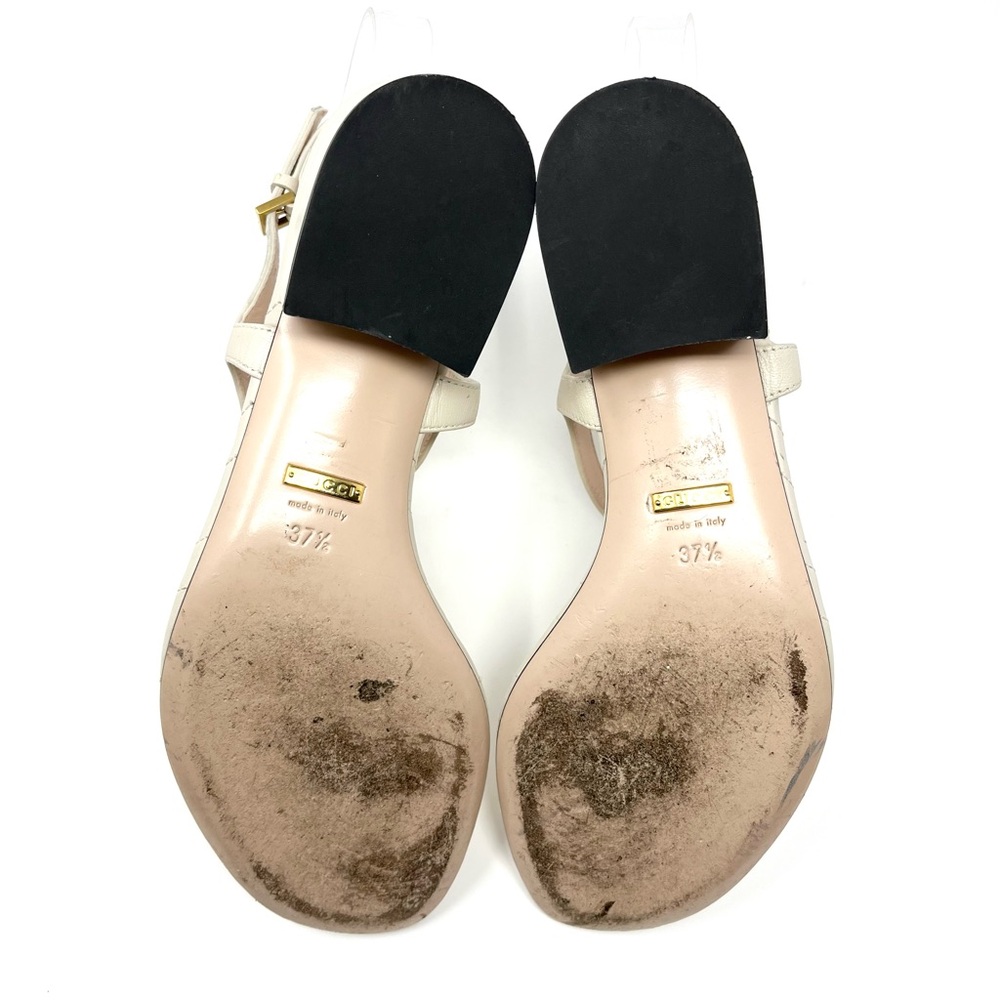 Gucci Marmont Interlocking Double G Logo Thong Sandals Ivory White Gold 37.5 7.5 - Picture 10 of 11